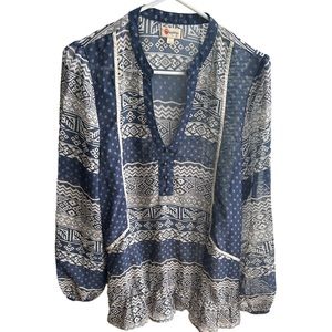 Navy/Cream Blouse Lg